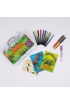 Dinós foglalkoztatókönyvecskék - Kiszínezhető bőrönd